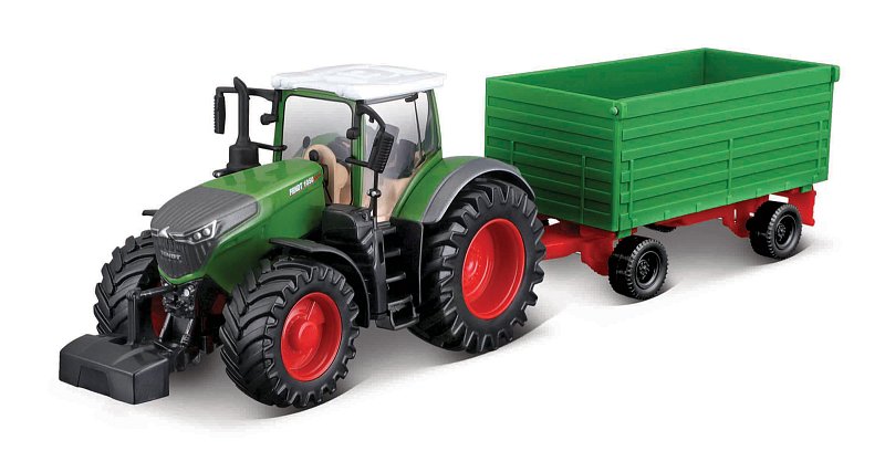 Bburago - FARMLAND, Fendt 1050 s dvoustranným sklápěcím přívěsem, 10 cm