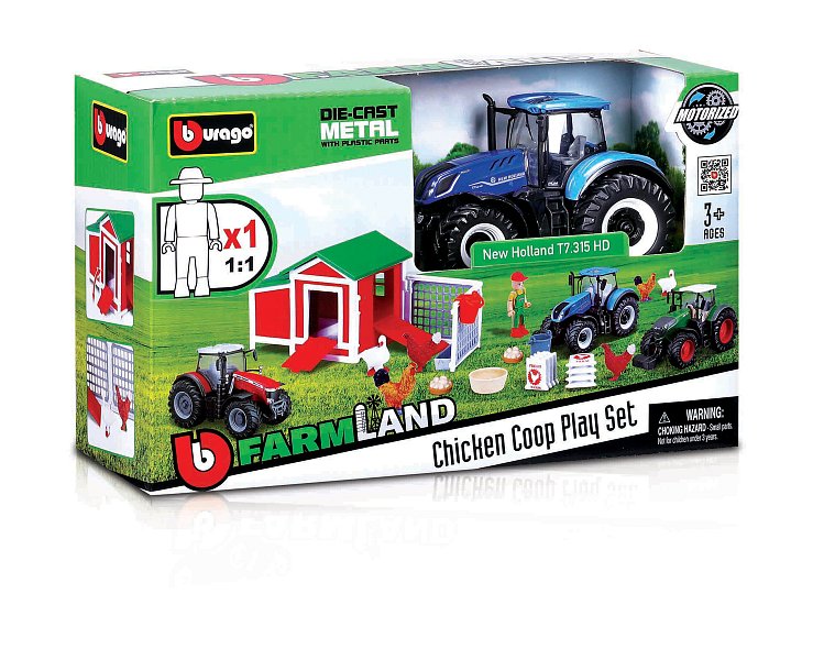 Bburago - FARMLAND, Set Kurník s traktorem, assort