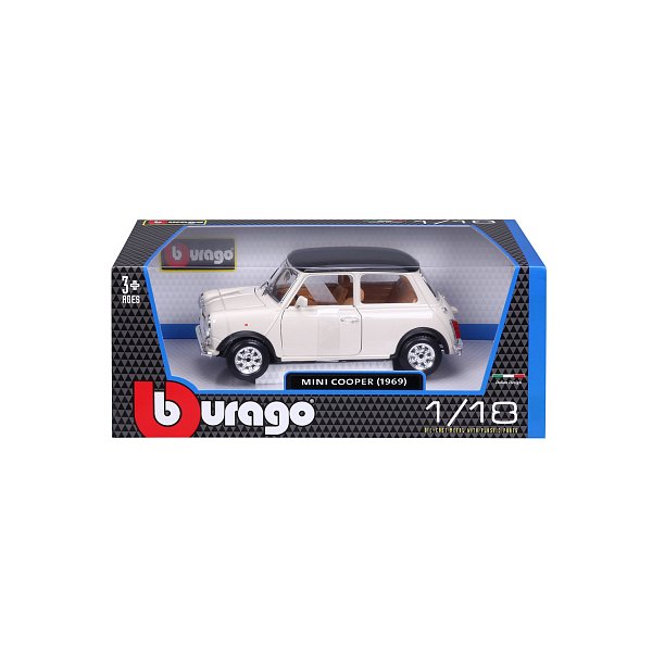Bburago - Auta HOBBY- Mini Cooper 1969, béžová, 1:18