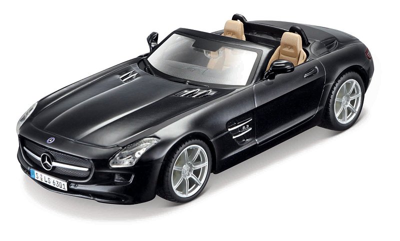 Bburago - Auta HOBBY, Mercedes - Benz SLS AMG Roadster, černá metalíza, 1:32