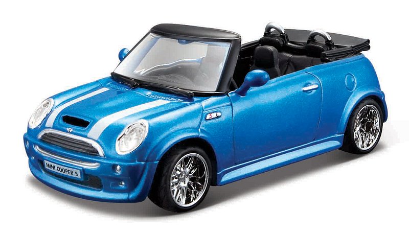Bburago - Auta HOBBY, MINI COOPER S Cabriolet, modrá metalíza,1:32