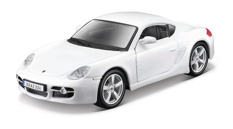 Bburago - Auta HOBBY, Porsche Cayman S, bílá, 1:32