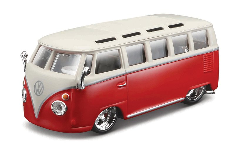 Bburago - Auta HOBBY, Volkswagen Van Samba, červeno-bílá, 1:32