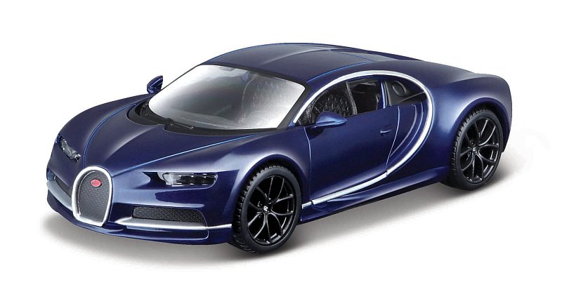 Bburago - Auta HOBBY, Bugatti Chiron, tmavě modrá metalíza, 1:32