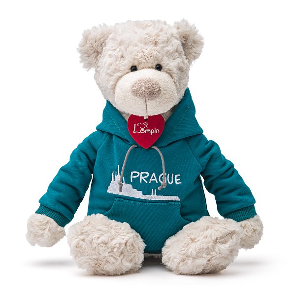 Medvěd Spencer v modré mikině Praha, 36cm