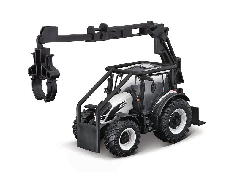 Bburago - FARMLAND, Lesní traktor se 3 kládami Traktor Valtra N174, 10 cm