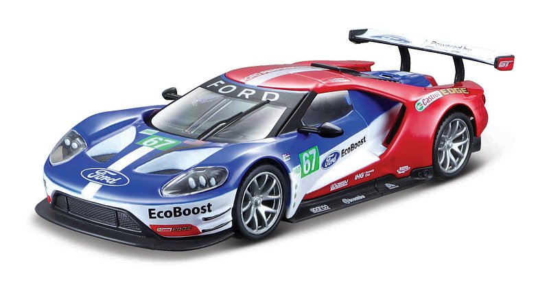 Bburago - RACE, 2017 Ford GT, modro-červená, 1:32