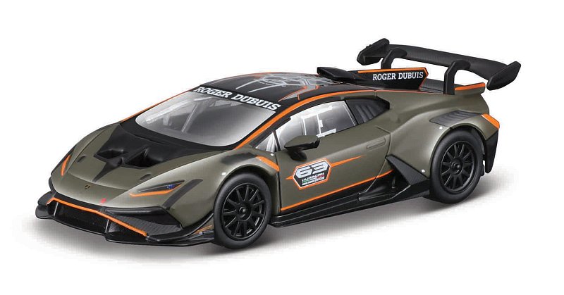 Bburago - RACE, Lamborghini Huracán Super Trofeo EVO2 v dekorativním boxu, matná zelená, 1:43