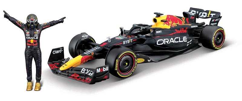 Bburago - RACE Formule F1 s figurkou jezdce, Oracle Red Bull Racing RB19 (2023), #1 Verstappen, 1:24