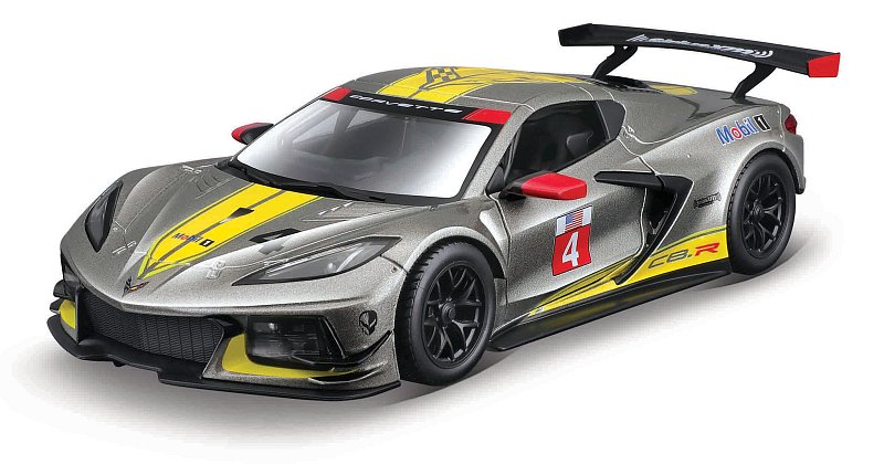 Bburago - RACE, 2020 Chevrolet Corvette C8.R, šedá metalíza, 1:24