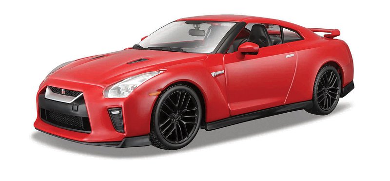 Bburago - Auta HOBBY, 2017 Nissan GT-R, červená, 1:24