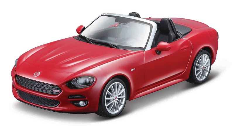 Bburago - Auta HOBBY, Fiat 124 Spider, červená, 1:24