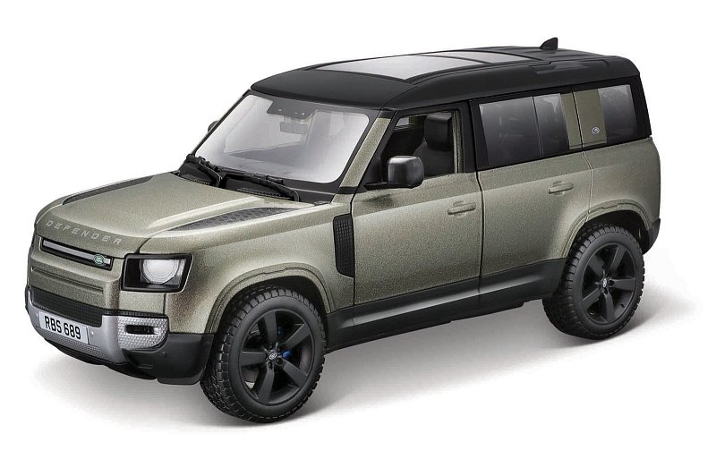 Bburago - Auta HOBBY, 2022 Land Rover Defender 110, zelená metalíza, 1:24
