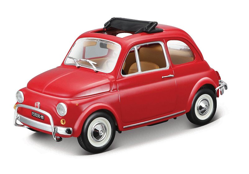 Bburago - Auta HOBBY, Fiat 500L (1968), červená, 1:24