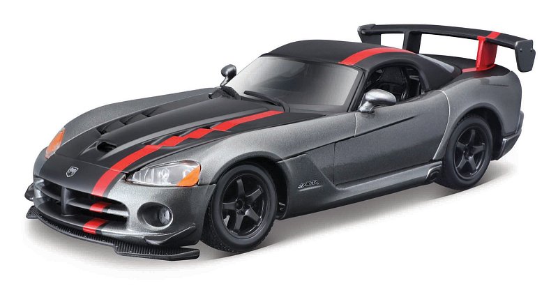 Bburago - Auta HOBBY, Dodge Viper SRT 10 ACR, šedá metalíza-matná černá, 1:24