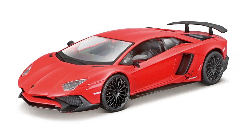 Bburago - Auta HOBBY, Lamborghini Aventador SV Coupé, červená, 1:24