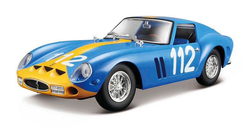 Bburago - RACING, Ferrari 250 GTO, modrá, 1:24