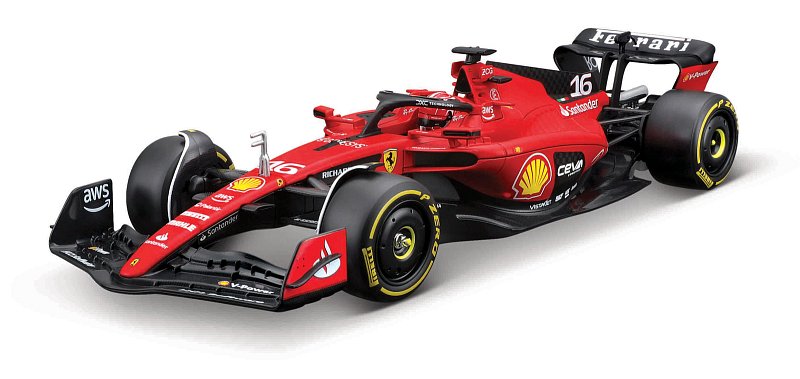 Bburago - FORMULA RACING, Ferrari SF-23 (2023) v dekorativním boxu, 16# Charles Leclerc, 1:24