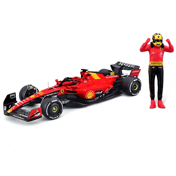 Bburago - FORMULA RACING, F1 Ferrari SF-23 (2023) s figurkou jezdce, #16 Charles Leclerc, 1:24