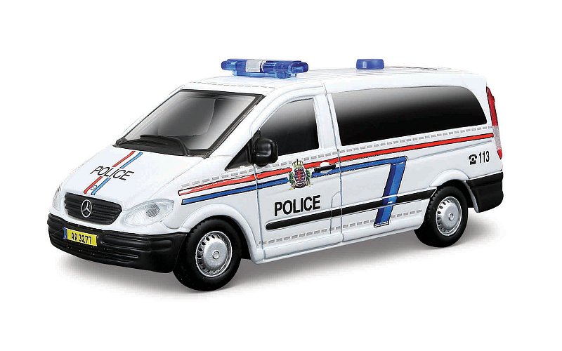 Bburago - EMERGENCY Vozidlo záchranné služby - Mercedes-Benz Vito, Policie, 1:50