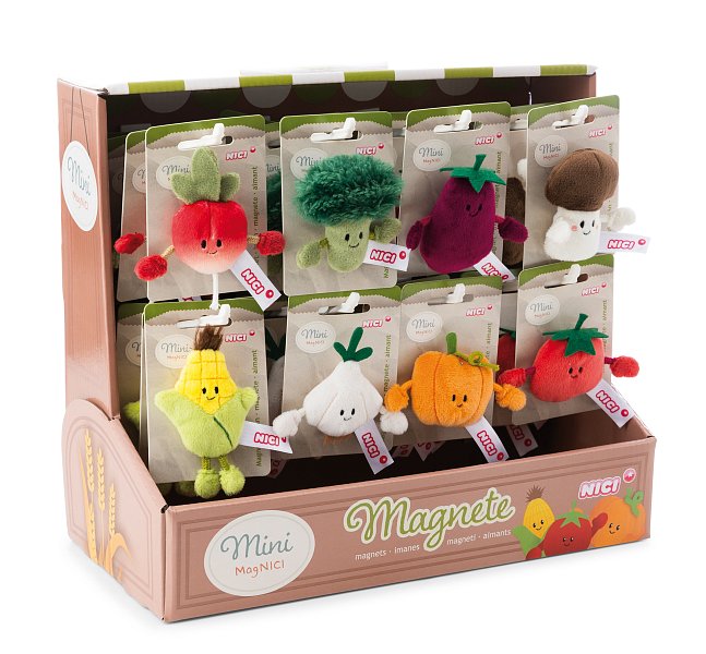 NICI GREEN CDU DISPLAY Mini magnetka - zelenina 7cm,32 ks, assort, plný
