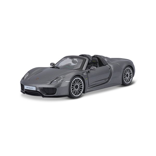 Bburago - Auta HOBBY, Porsche 918 Spyder, šedá metalíza, 1:24