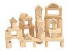 Toddler wooden blocks - natural, 50 pcs
