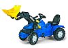Šlapací traktor Farmtrac s předním nakladačem modrý