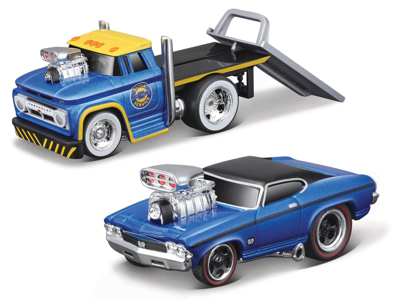 Maisto - Muscle Transports - 1966 Chevrolet C60 Flatbed 1969 Chevrolet Chevelle SS 396, 1:64 101211535