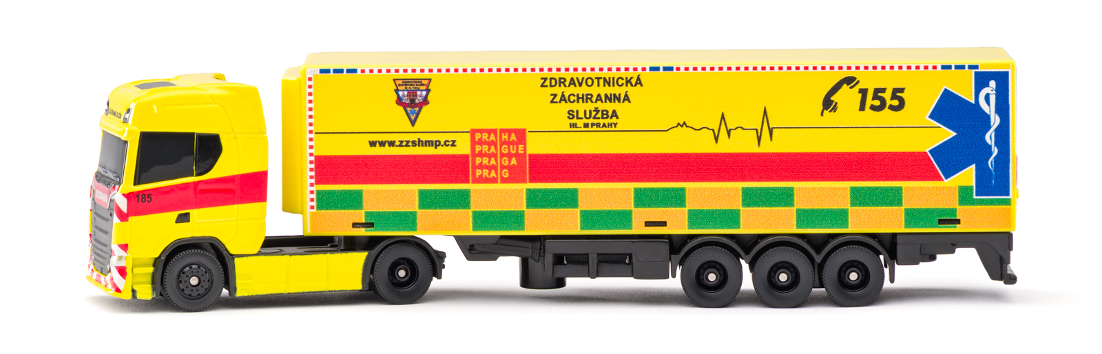 Maisto - CZ - Mini pracovné stroje, Kontajnerový náves Scania 770S GOLEM EMS, Česká republika, 1:64 101211682CZ