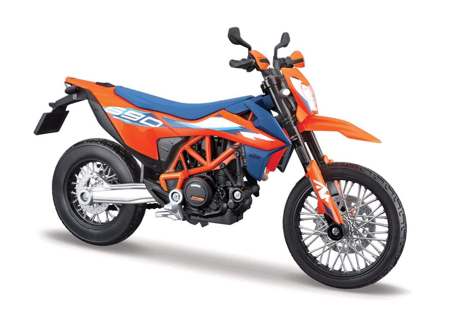 Maisto - Motocykel so stojanom, 2023 KTM 690 SMC R, oranžovo-modrá, 1:12 101231608-32727