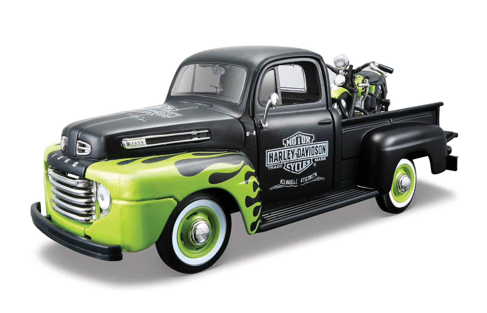 Maisto - Harley-Davidson Custom, 1948 Ford F-1 Pickup + 1948 FL Panhead, 1:24 101232161-32171