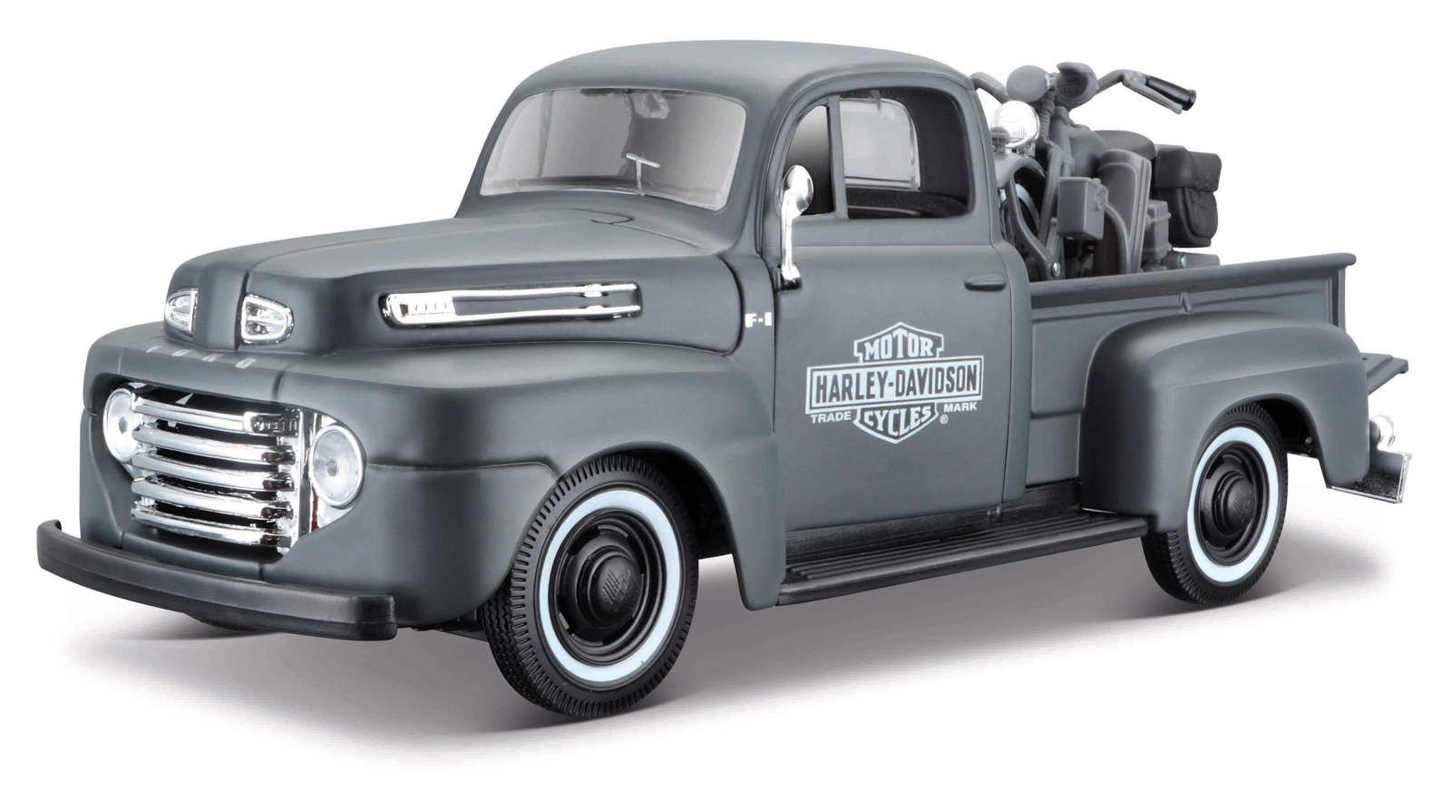 Maisto - Harley-Davidson Custom, 1948 Ford F-1 Pickup + 1:24 1942 WLA Flathead, 1:24 101232161-32185