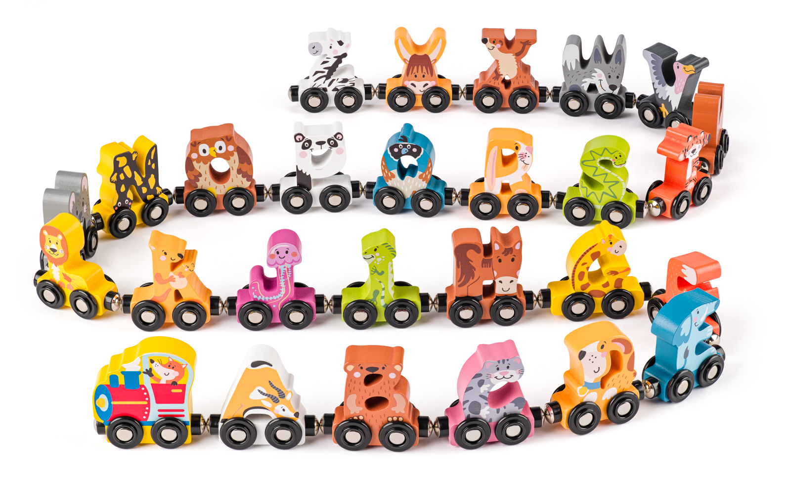 Vláčik s abecedou - Zvieratká s AJ, 27 dielov 102193079