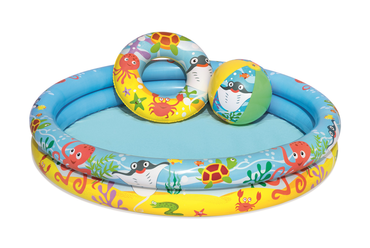 Nafukovací SET - bazén 112 cm, plavací kruh 51 cm, míč 41x15 cm