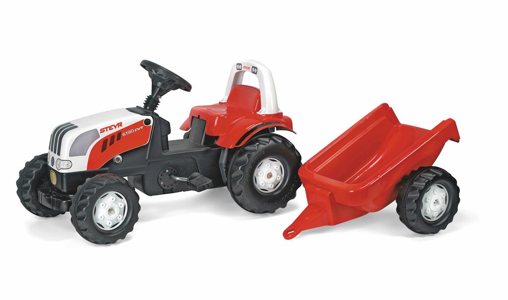 Šliapací traktor Rolly Kid Steyer s vlečkou-červený 1028012510