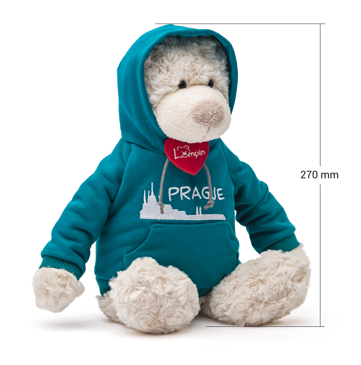 Medvěd Spencer v modré mikině Praha, 36cm